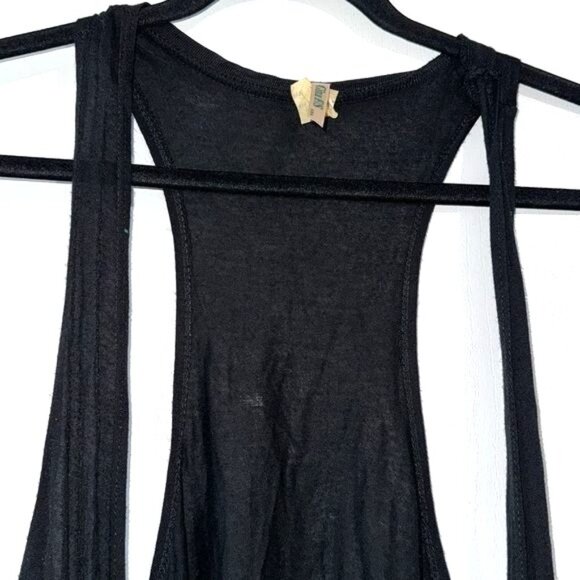 Chia-Evs Black Sleeveless High-Low Tank Top With Tie Details M 100% Polyester Wo - Picture 4 of 9